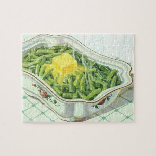 Puzzle Comida antigua, cazuela de judías verdes con mante