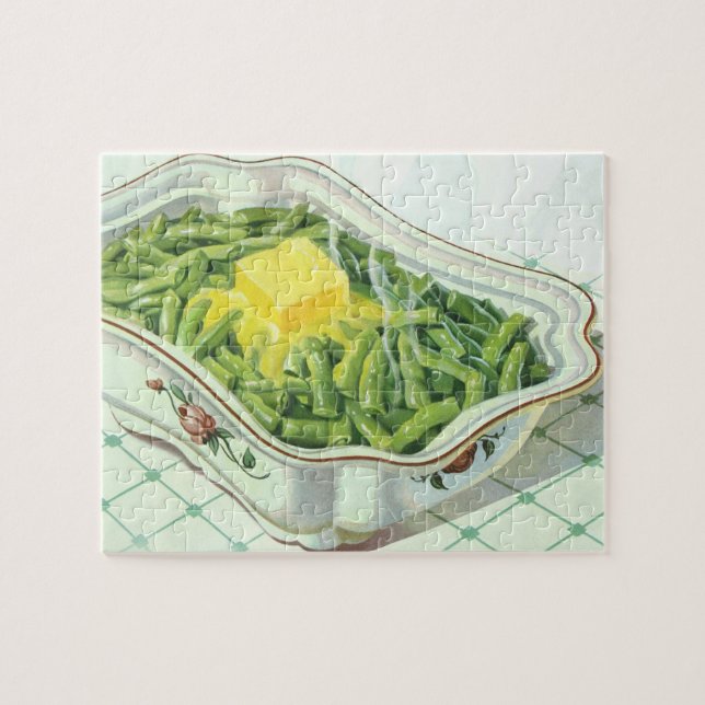 Puzzle Comida antigua, cazuela de judías verdes con mante (Horizontal)