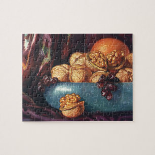 Puzzle Comida antigua, nueces y frutas en un tazón azul
