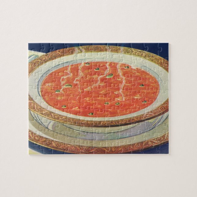 Puzzle Comida antigua, tazón caliente de sopa de tomate c (Horizontal)