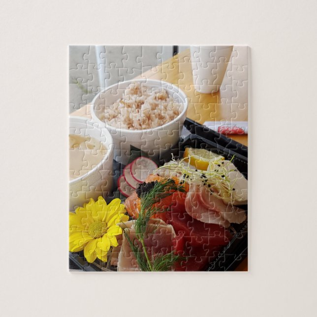 Puzzle Comida japonesa de sashimi con arroz y sopa (Vertical)