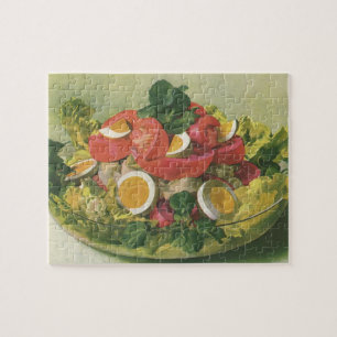 Puzzle Comida vintage, Ensalada Mesclun Verde Mezclada Or