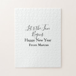 Puzzle comienza la diversión feliz año nuevo nombre año s