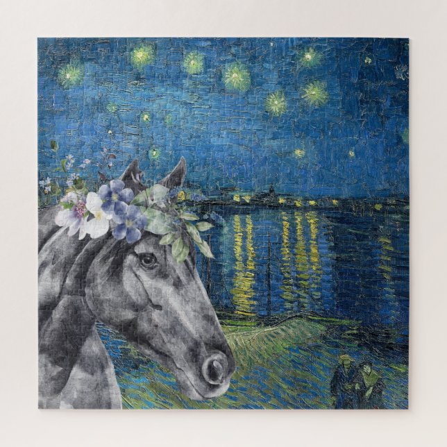 Puzzle Compilación Van Gogh Starry Night y Black Horse (Vertical)