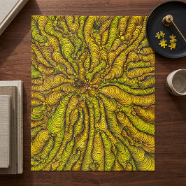 Puzzle Complejo Intrincado Remolino Psicodélico Amarillo 