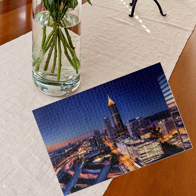 Puzzle Complicado paisaje de tráfico nocturno de Atlanta (Subido por el creador)