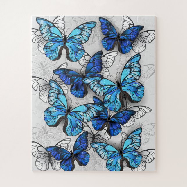 Puzzle Composición de las mariposas blancas y azules (Vertical)