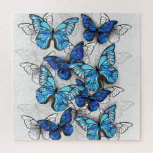 Puzzle Composición de las mariposas blancas y azules