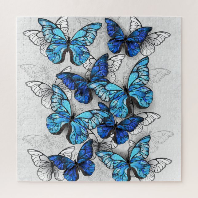 Puzzle Composición de las mariposas blancas y azules (Vertical)