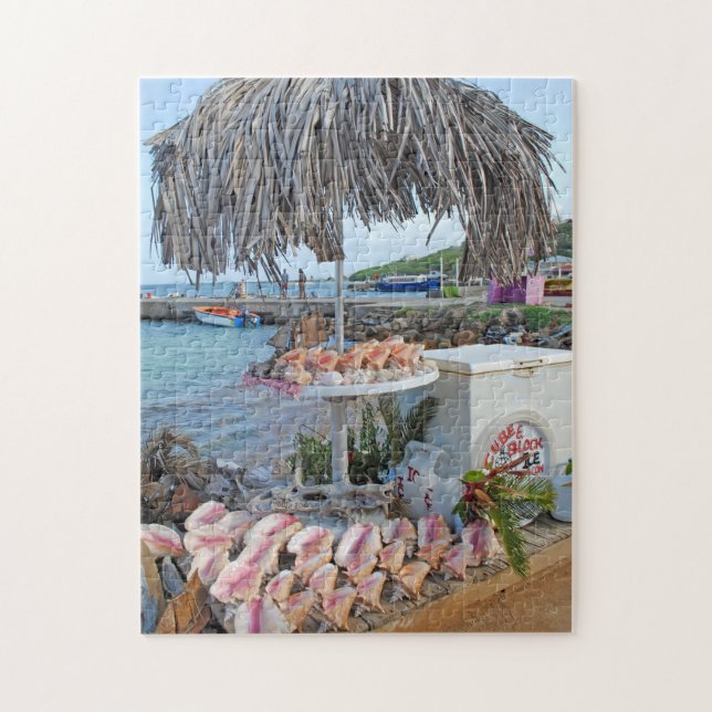 Puzzle Conchas en un puesto en Saint Vincent. (Vertical)