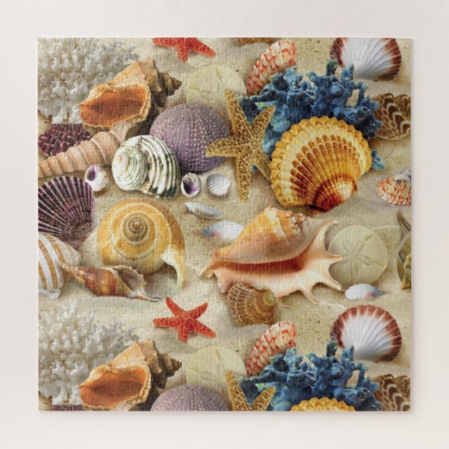 Puzzle conchas marinas en la playa (Vertical)