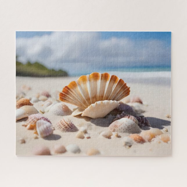 Puzzle conchas marinas en la playa (Horizontal)