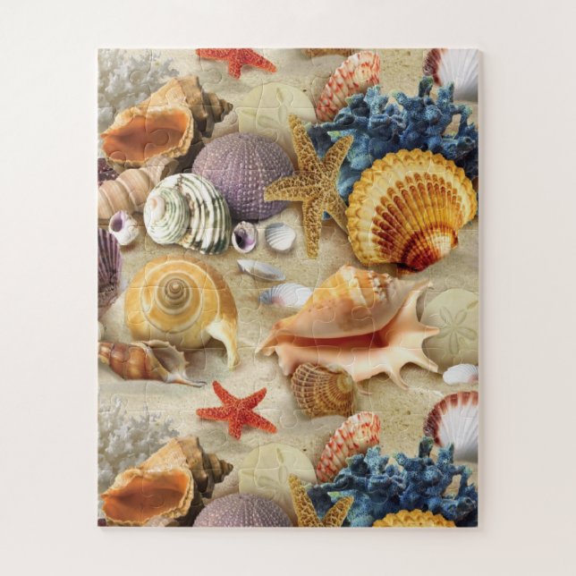 Puzzle conchas marinas en la playa (Vertical)