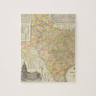 Puzzle Condado de Gran Escala y Mapa Ferroviario de Texas