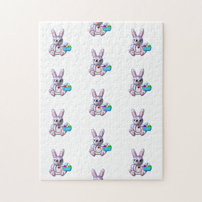 Puzzle Conejito Adorable con una Cesta (Vertical)