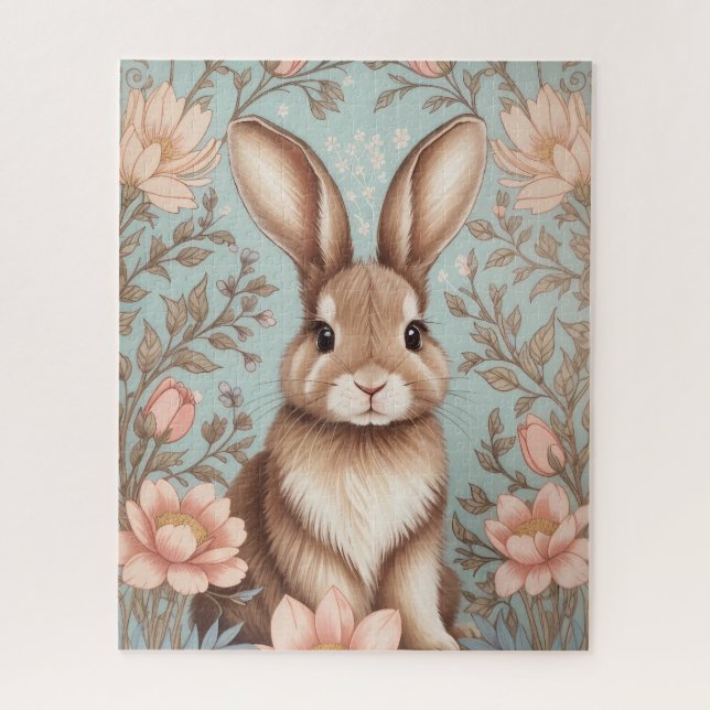 Puzzle Conejito bebé adorable floral pastel  (Vertical)