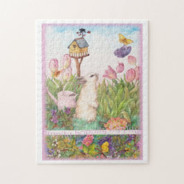 Puzzle Conejito caprichoso en el jardín de primavera