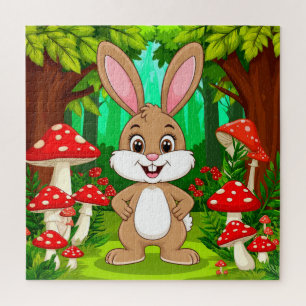 Puzzle Conejito de dibujos animados lindo se para en un b