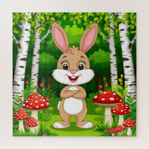 Puzzle Conejito de dibujos animados lindo se para en un b