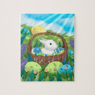 Puzzle Conejito de Pascua adorable y huevos decorados