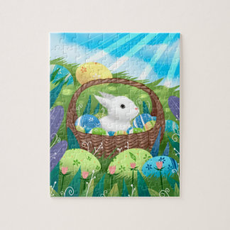 Puzzle Conejito de Pascua adorable y huevos decorados