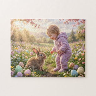 Puzzle Conejito de Pascua y niño