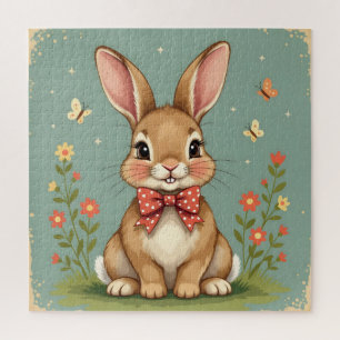 Puzzle Conejito marrón adorable y lindo con corbata de la