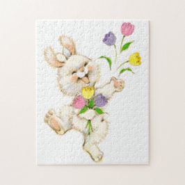 Puzzle Conejito y tulipanes de pascua