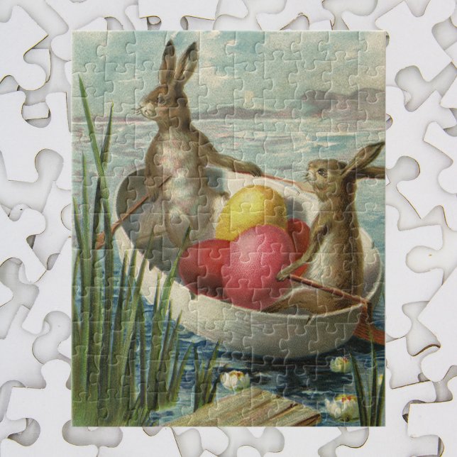 Puzzle Conejitos antiguos en barca, cariñosos saludos de  (Subido por el creador)