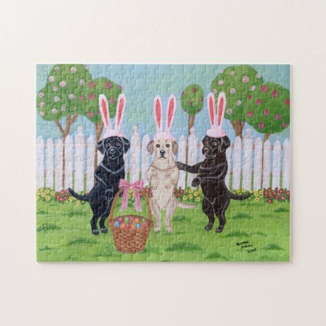 Puzzle Conejitos de Labrador pascua (Horizontal)