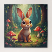 Conejo adorable en bosque encantado