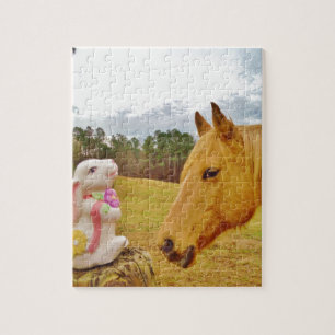 Puzzle Conejo blanco y caballo amarillo