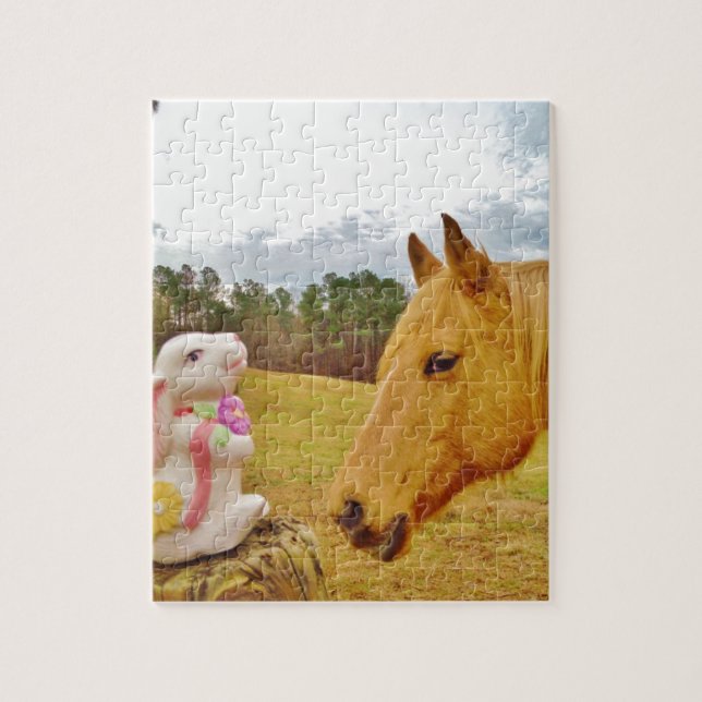 Puzzle Conejo blanco y caballo amarillo (Vertical)
