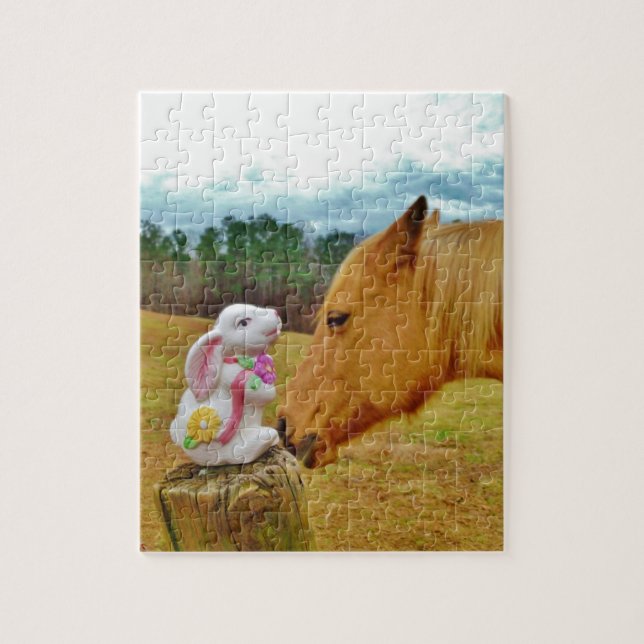 Puzzle Conejo blanco y caballo amarillo (Vertical)