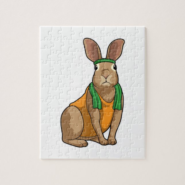 Puzzle Conejo como corredor con toalla (Vertical)