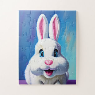 Puzzle Conejo de conejo adorable con ojos y orejas azules