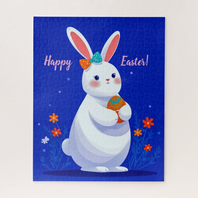 Puzzle Conejo de Pascua con fondo azul  (Vertical)