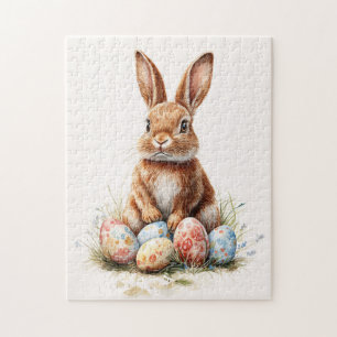 Puzzle Conejo de Pascua con huevos de colores
