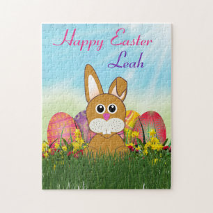 Puzzle Conejo de Pascua con Huevos Pintados / Niños Lindo