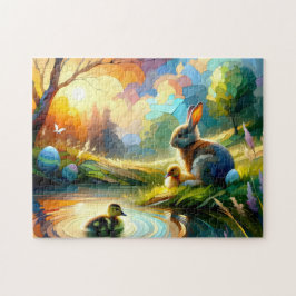 Puzzle conejo de pascua de paz bebé pato naturaleza estan