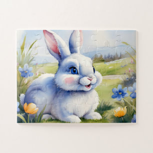 Puzzle Conejo de Pascua en un jardín, Pascua