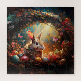 Puzzle Conejo de Pascua feliz con huevos de Pascua