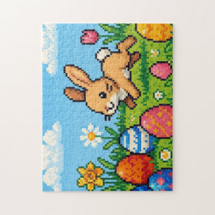 Puzzle conejo de Pascua lindo de 8 bits