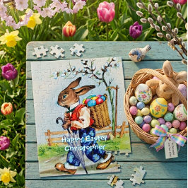 Puzzle Conejo de Pascua Vintage Personalizado para Niños