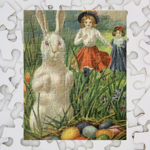 Puzzle Conejo de Pascua vintage y niños Feliz Pascua