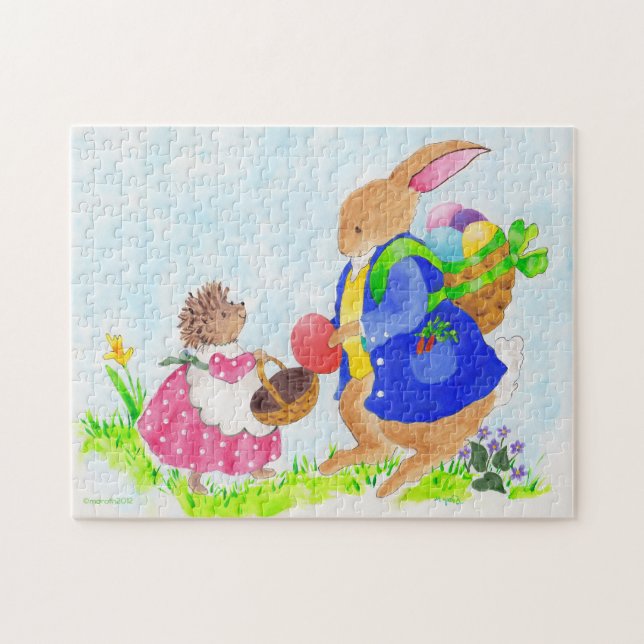 Puzzle Conejo de Pascua y Heddy Hedgehog (Horizontal)