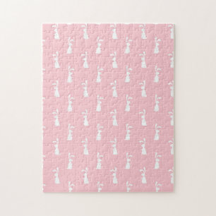 Puzzle Conejo de Patrón de Color Pastel Fondo Rosa Mascot