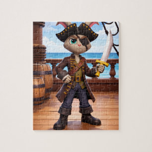 Puzzle Conejo pirata de dibujos animados en 3D en la cubi