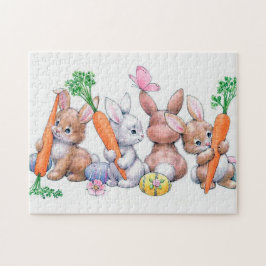 Puzzle conejo retro vintage de Pascua