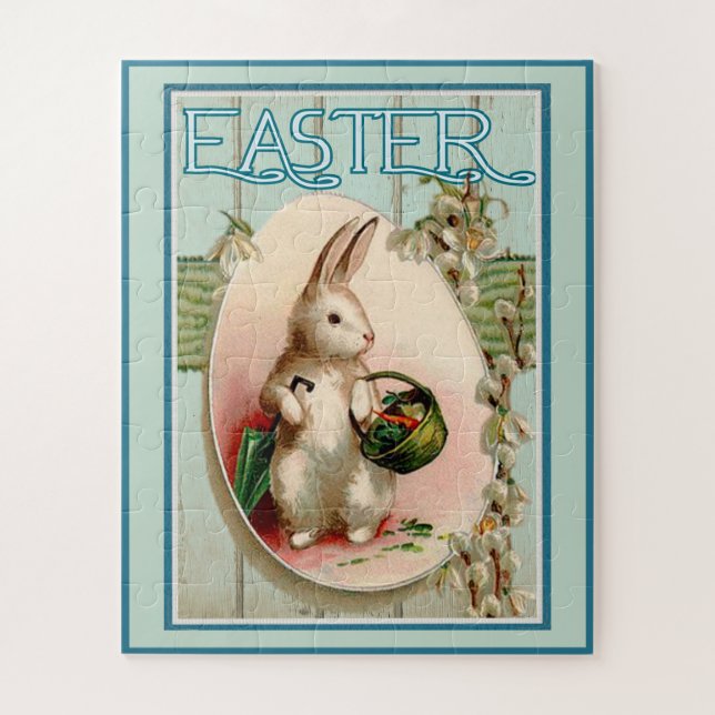 Puzzle Conejo Vintage y Huevo de Pascua (Vertical)